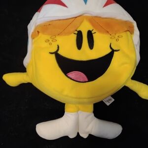 Little Miss Plush Face Pillow with Orange Accents